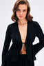 Lace Up Front Shirt With Stripe Pattern