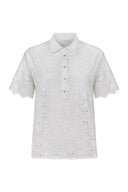 Half Placket Broderie Anglaise Shirt