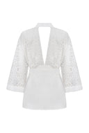 Elegant Burnout Short Kimono With Back Detail
