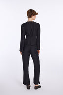 Lace Up Front Shirt with Line Pattern