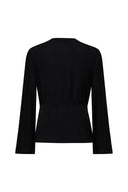 Lace Up Front Shirt with Line Pattern