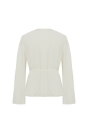 Lace Up Front Shirt with Line Pattern