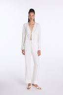 Lace Up Front Shirt with Line Pattern