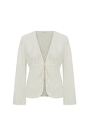 Lace Up Front Shirt with Line Pattern