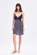 Mini Print Dress With Lace Detail