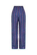 Modern Print Satin Trousers With Pipe Detail