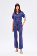 Modern Print Satin Trousers With Pipe Detail