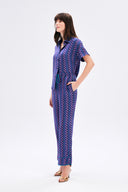 Modern Print Satin Trousers With Pipe Detail