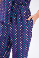 Modern Print Satin Trousers With Pipe Detail