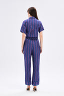 Modern Print Satin Trousers With Pipe Detail