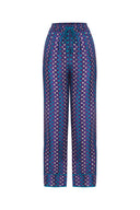 Modern Print Satin Trousers With Pipe Detail