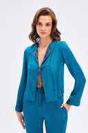 Lace Up Front Shirt With Lace Detail