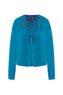 Lace Up Front Shirt With Lace Detail