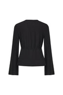 Lace Up Front Shirt With Stripe Pattern