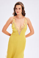 Satin Dress With Lace Detail