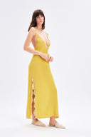 Satin Dress With Lace Detail