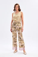 Floral Trousers With Lace Detail